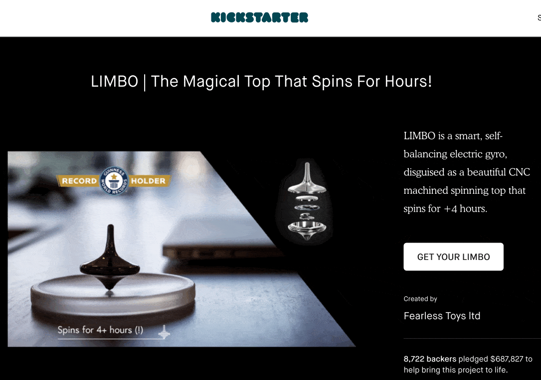 kickstarter campaign pages