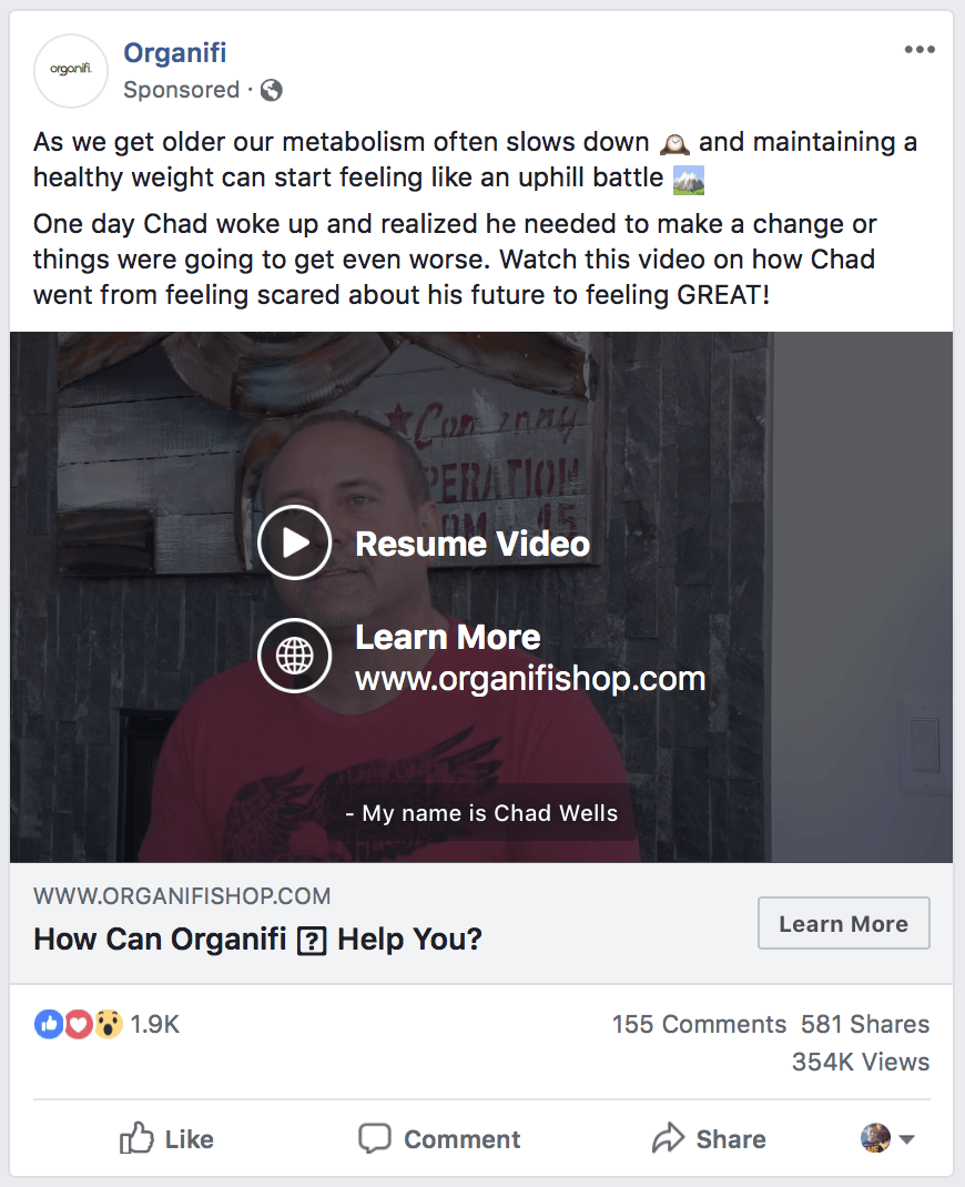Organifi facebook ad funnel