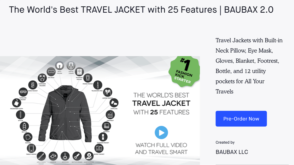 crowdfunding 6. The World’s Best Travel Jacket