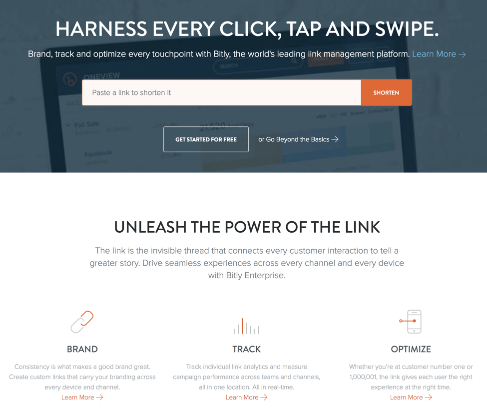 Bitly dashboard