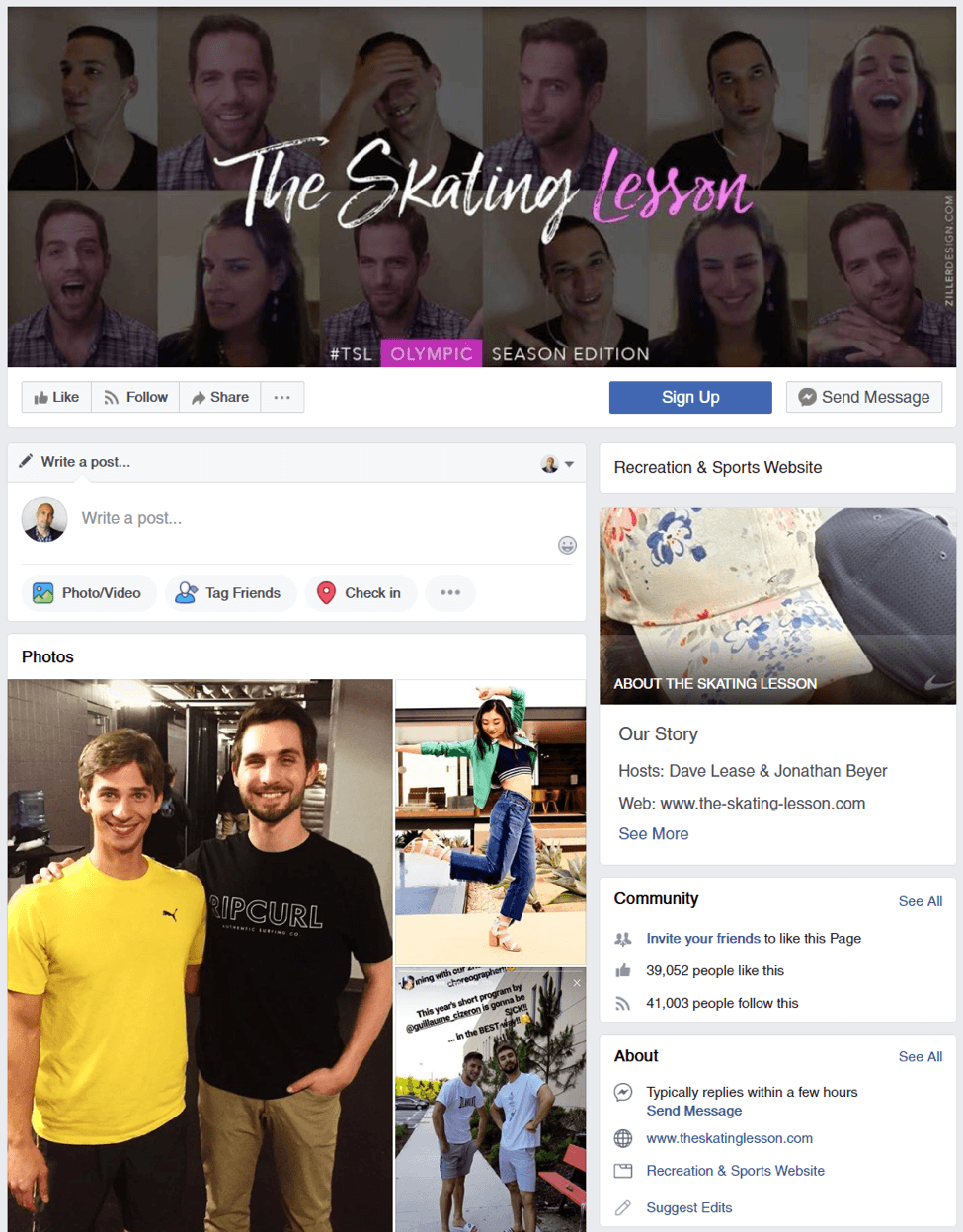 The Skating Lesson Facebook Page