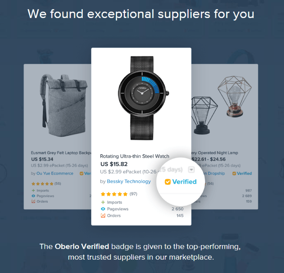 Oberlo verified suppliers