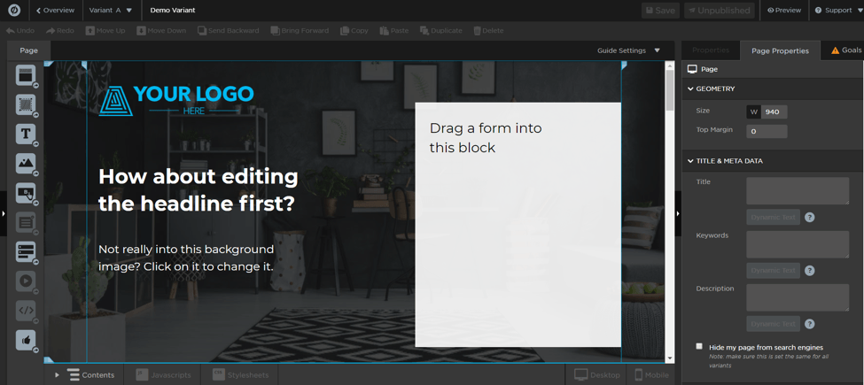 Unbounce landing page builder